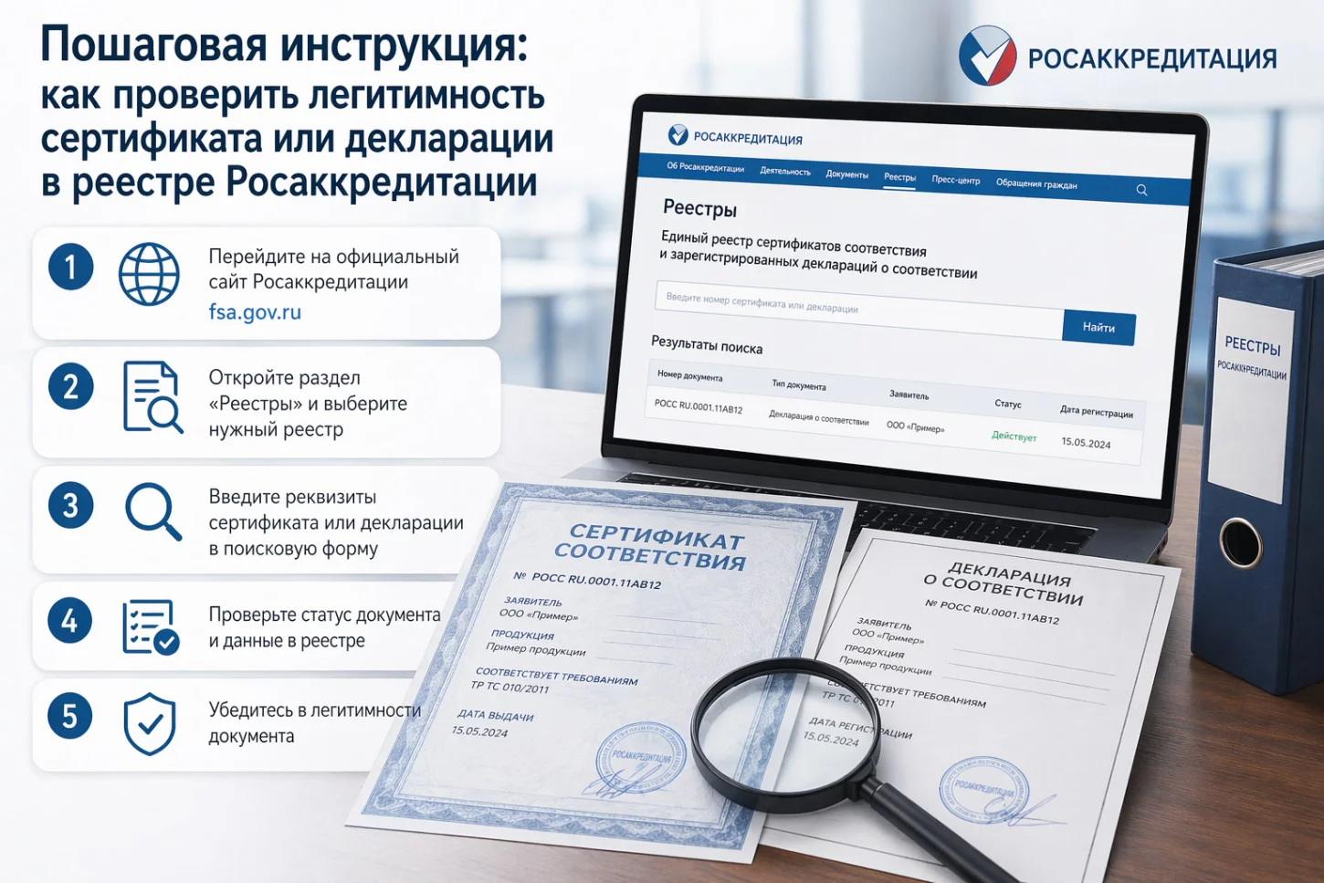Пошаговая инструкция: как проверить легитимность сертификата или декларации в реестре Росаккредитации